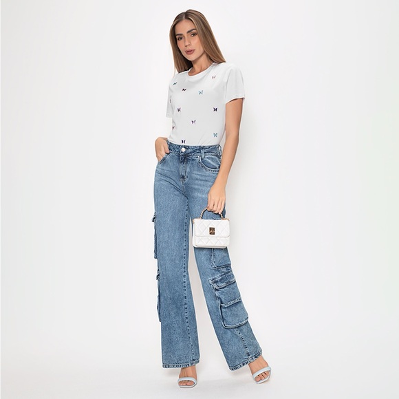 Glamour os T-Shirt whit luxury butterflies in crystals. - Picture 2 of 6